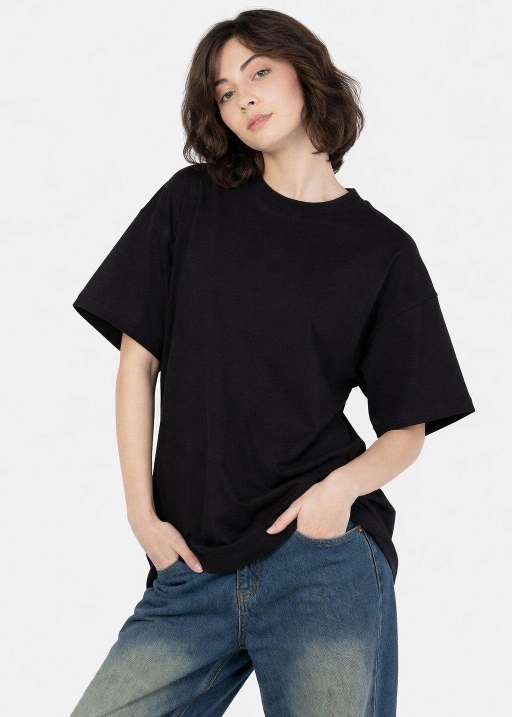 Black Oversized Drop Shoulder Shirt – Premium Loose Fit Streetwear Tee