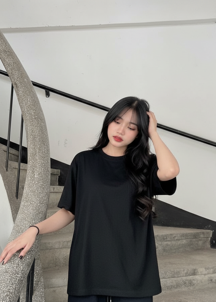 Luxury Oversized Black T-Shirt – Drop Shoulder Fit | Ultra Soft Cotton | Streetwear Essential