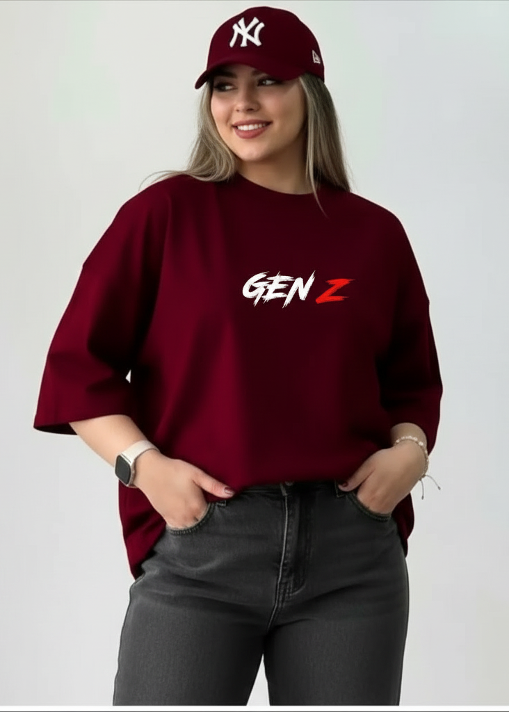 Oversized Drop Shoulder T-Shirt – “GEN Z” Graphic Print (Unisex)