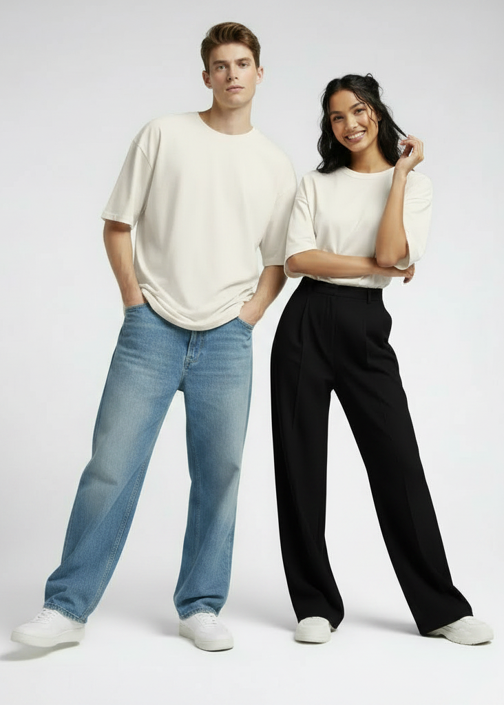 Premium Oversized Drop Shoulder T-Shirt – Plain White Unisex
