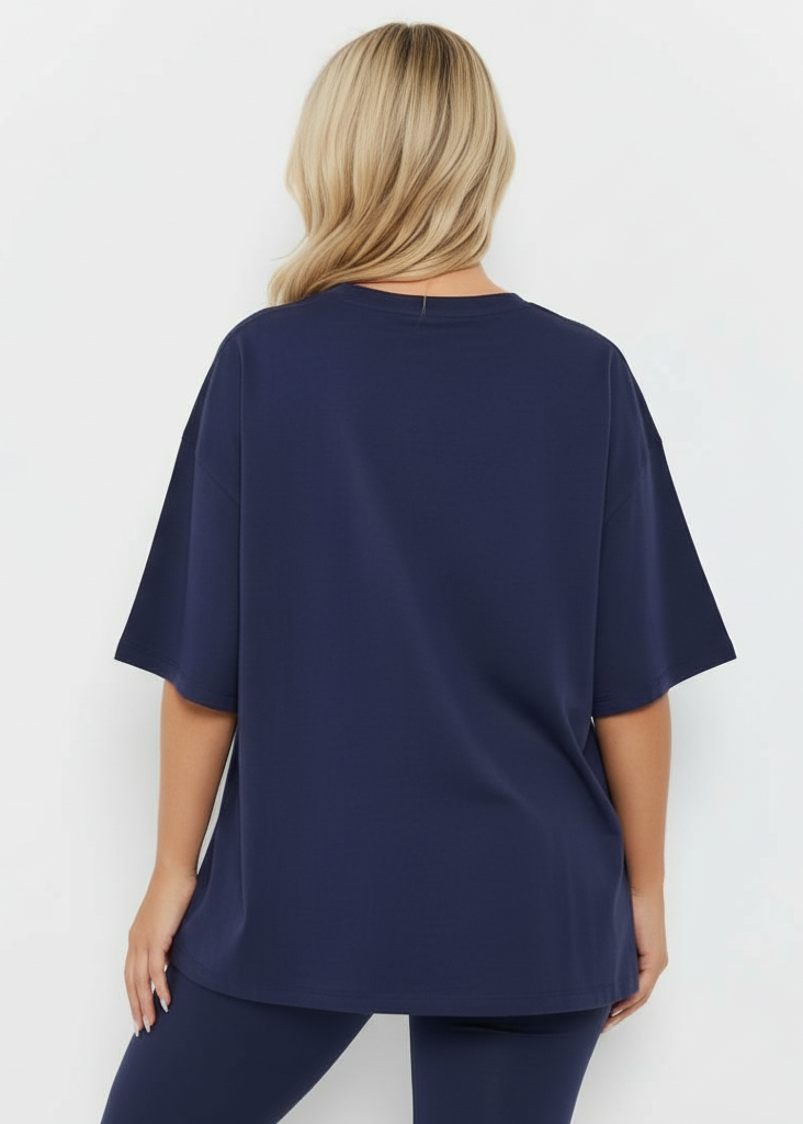 Navy Blue Oversized Drop Shoulder Shirt – Premium Loose Fit Streetwear Tee