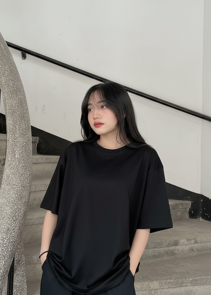Luxury Oversized Black T-Shirt – Drop Shoulder Fit | Ultra Soft Cotton | Streetwear Essential