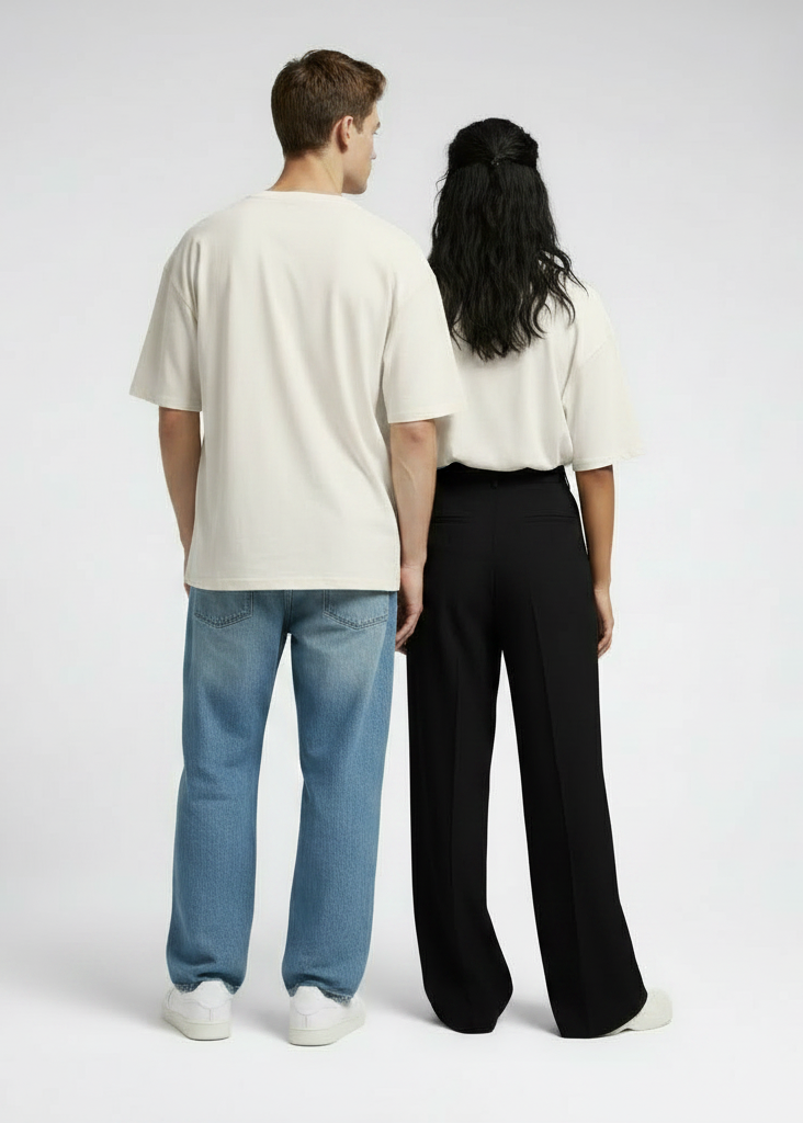 Premium Oversized Drop Shoulder T-Shirt – Plain White Unisex