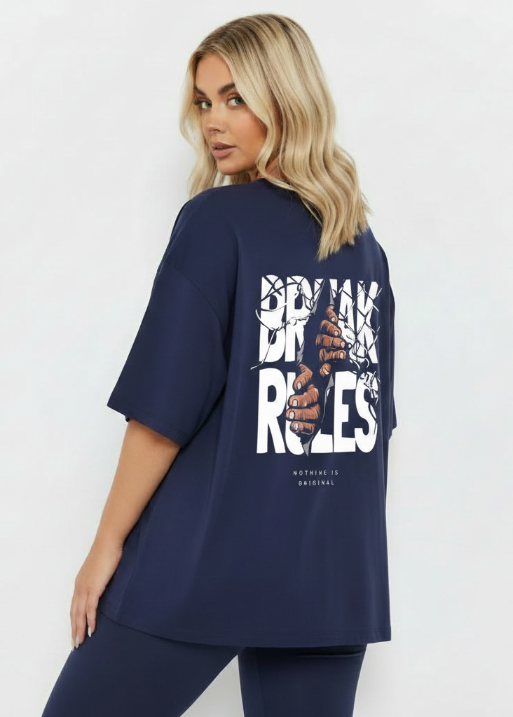 Oversized Drop Shoulder T-Shirt – “Break Rules” Graphic Print (Unisex)