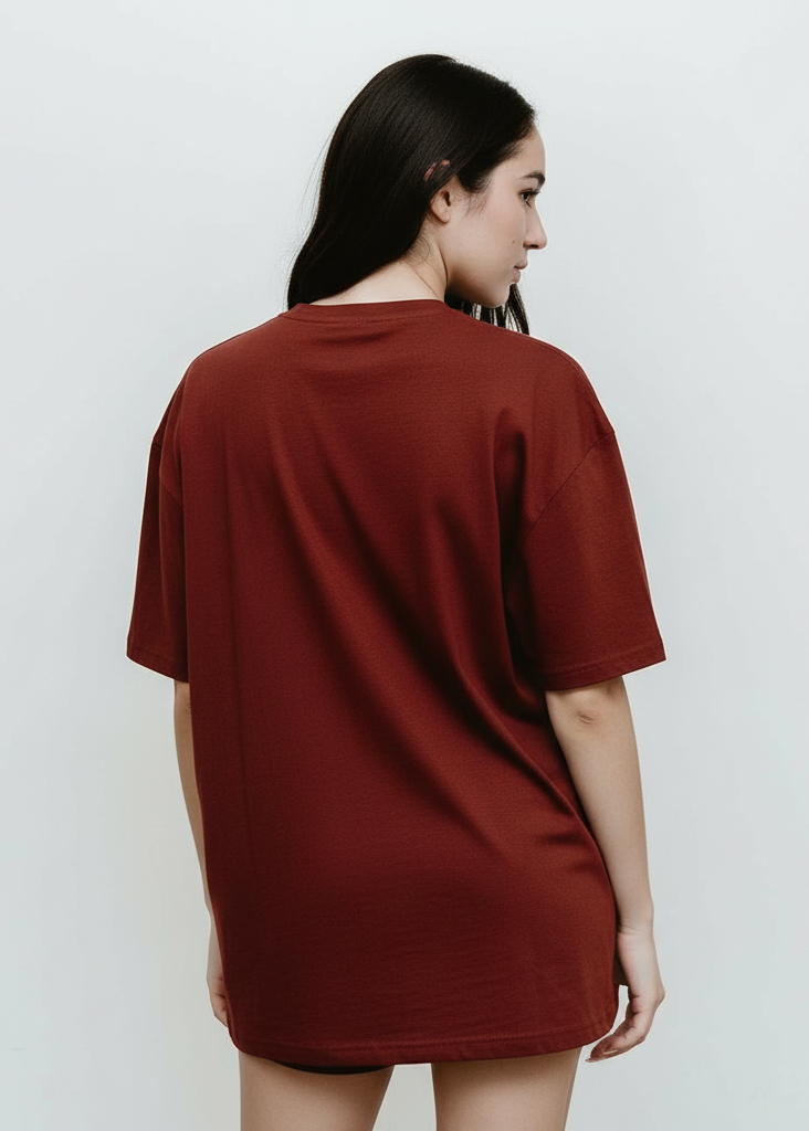 Maroon Oversized Drop Shoulder Shirt – Premium Streetwear Loose Fit Tee