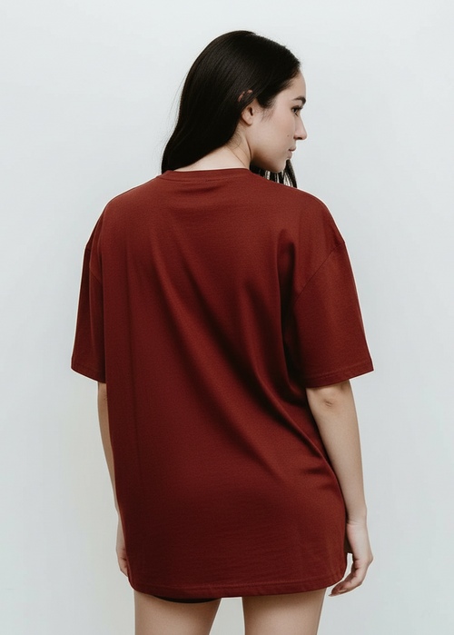 Maroon Oversized Drop Shoulder Shirt – Premium Streetwear Loose Fit Tee