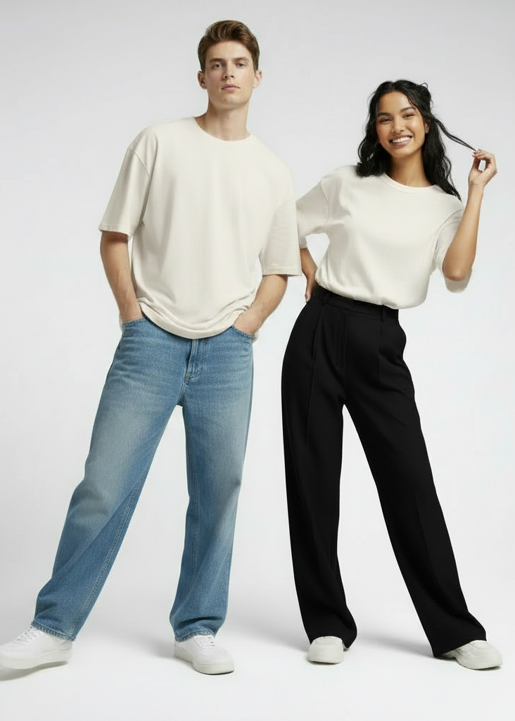 Premium Oversized Drop Shoulder T-Shirt – Plain White Unisex