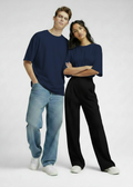 Premium Oversized Drop Shoulder T-Shirt – Plain Navy Blue Unisex
