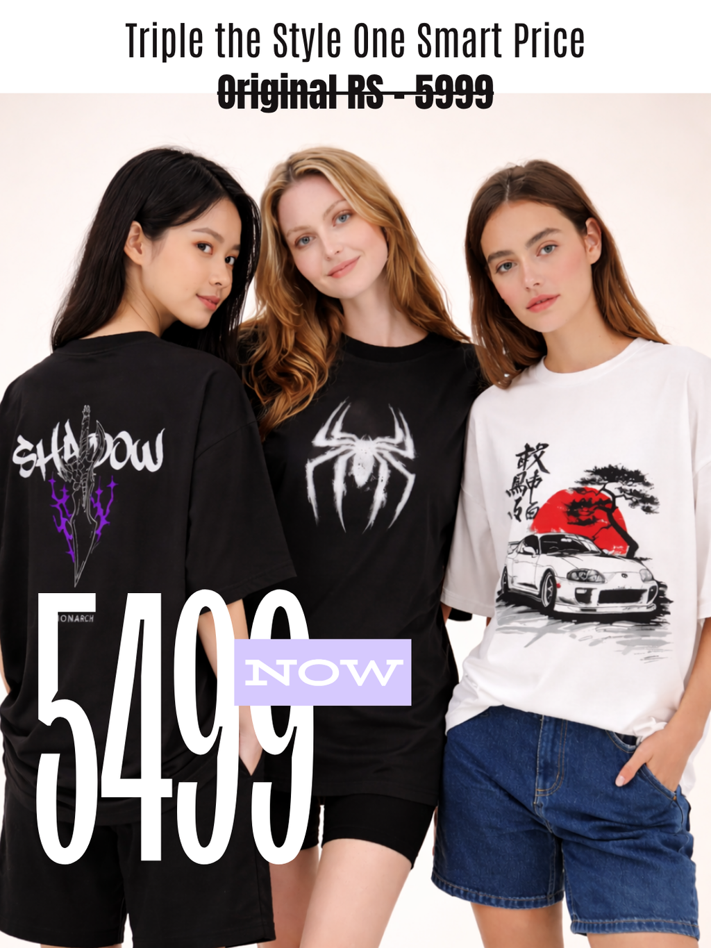 TeefandTees Combo Vintage Graphic Deal  | Pack of 3
