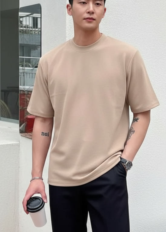 Premium Beige Oversized Drop Shoulder Unisex T-Shirt