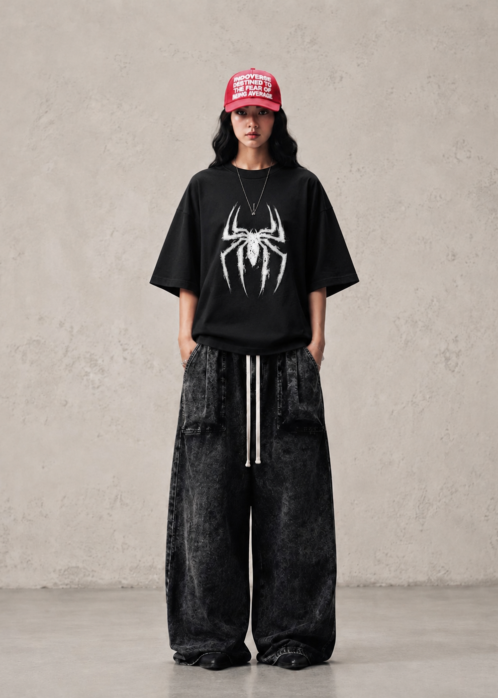 Oversized Drop Shoulder Spider Print T-Shirt – Streetwear Edition Unisex
