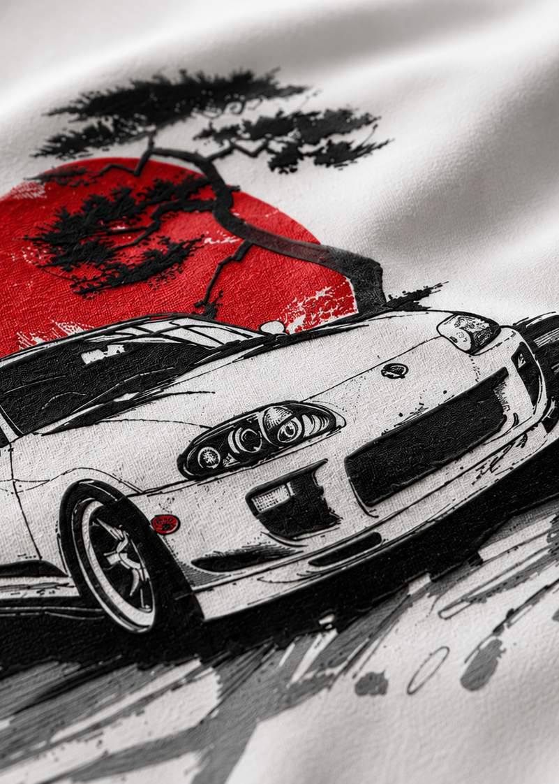 Oversized Drop Shoulder Supra Car Print T-Shirt – JDM Streetwear Unisex
