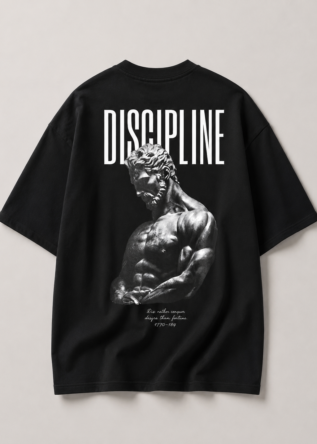 Black Oversized Drop Shoulder Unisex T-Shirt Discipline Graphic Print