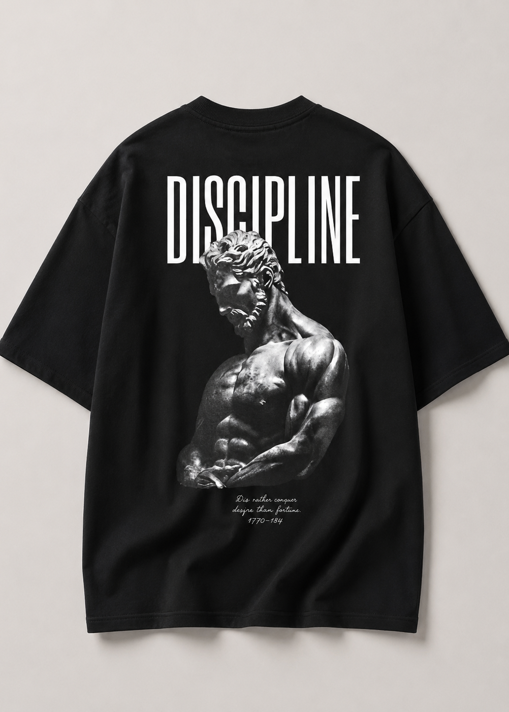 Black Oversized Drop Shoulder Unisex T-Shirt Discipline Graphic Print