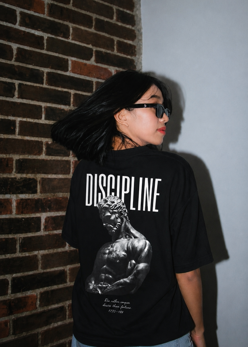 Black Oversized Drop Shoulder Unisex T-Shirt Discipline Graphic Print