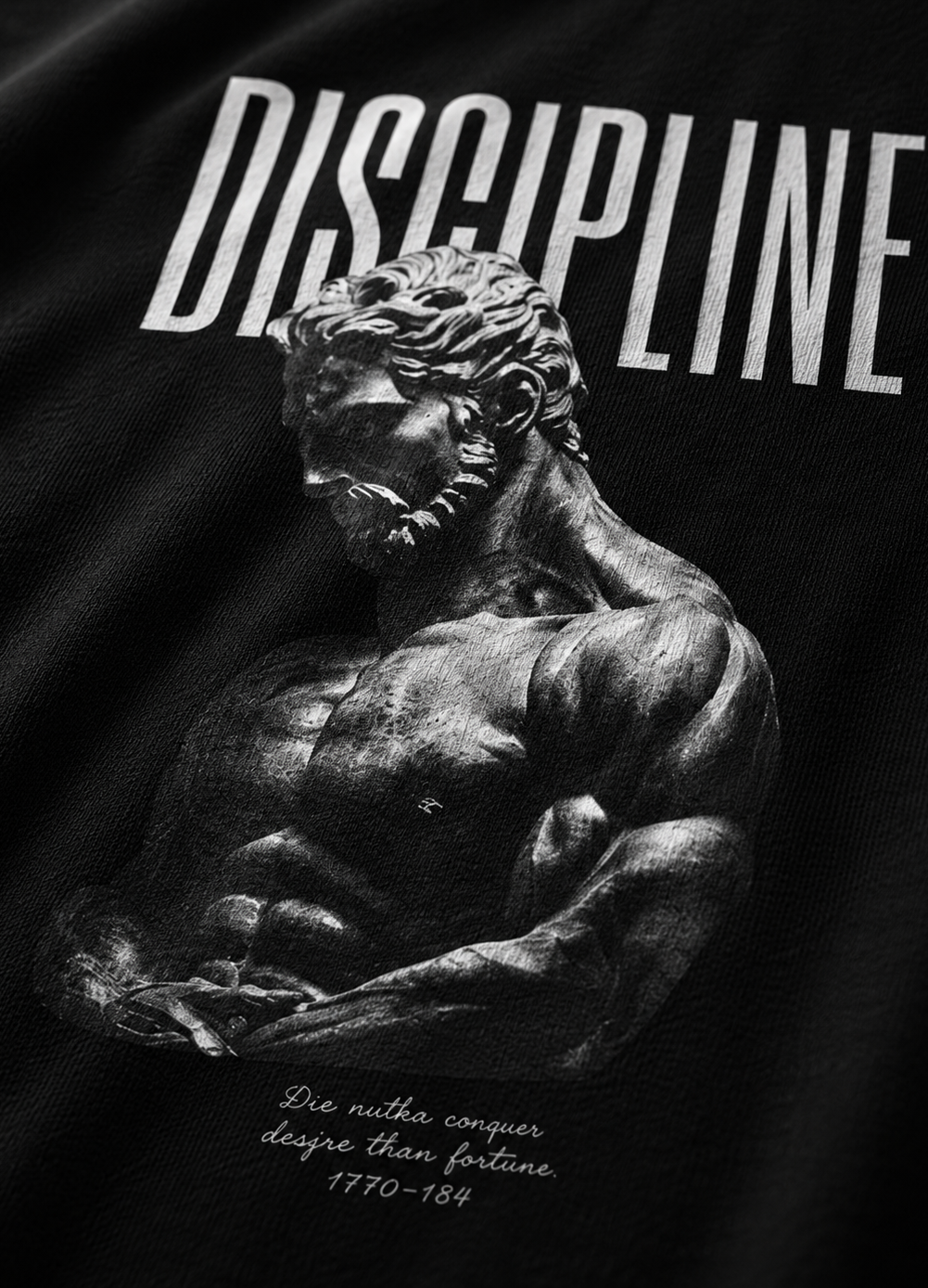 Black Oversized Drop Shoulder Unisex T-Shirt Discipline Graphic Print