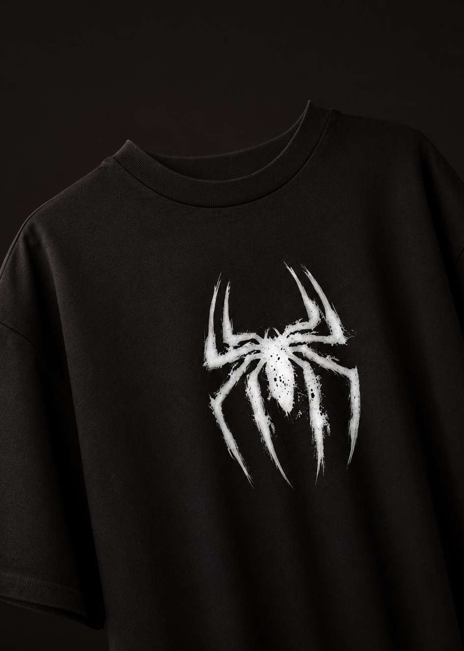 Oversized Drop Shoulder Spider Print T-Shirt – Streetwear Edition Unisex