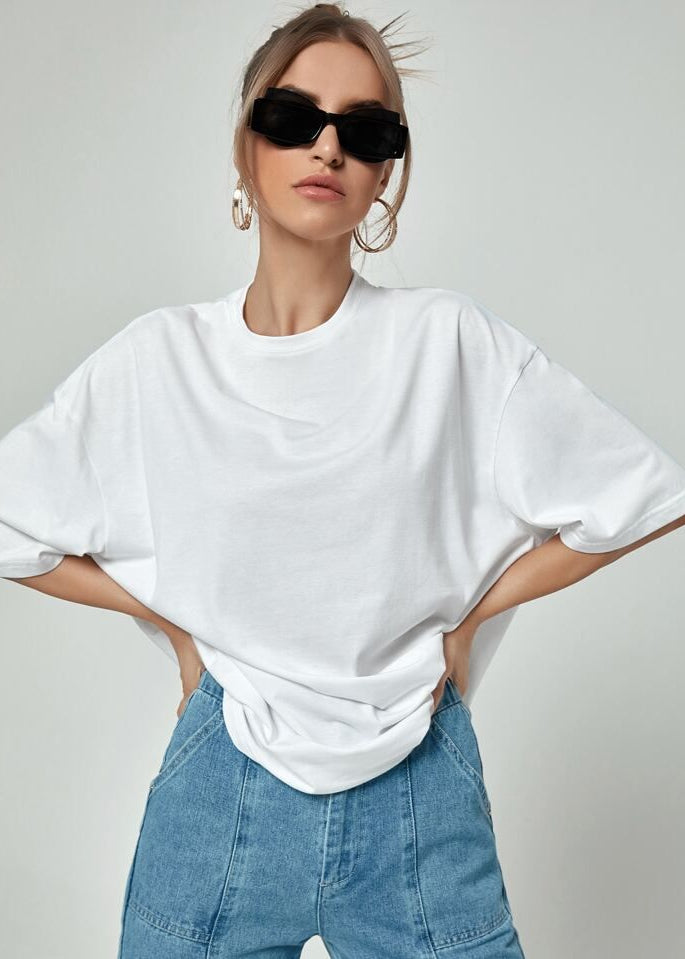 White Oversized Drop Shoulder Shirt – Premium Loose Fit Streetwear Tee